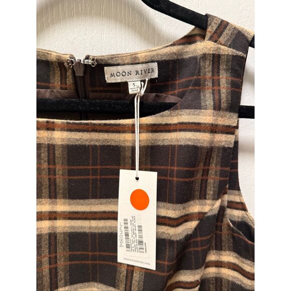 MOON RIVER Sleevless Drop Plaid Mini Dress Brunch Vacation Dress Size S NWT - Picture 5 of 5
